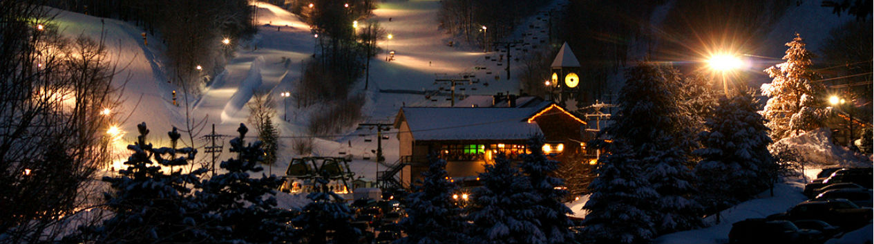 Ski Pennsylvania at night at Hidden Valley